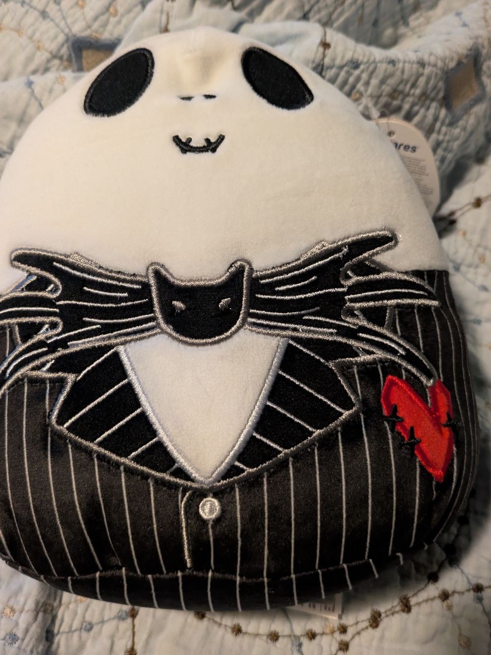 Disney Black and White Jack Skellington Plush Pillow with Red Heart Accent